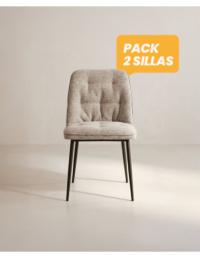 Pack 2 sillas de comedor beige ZAREM frente