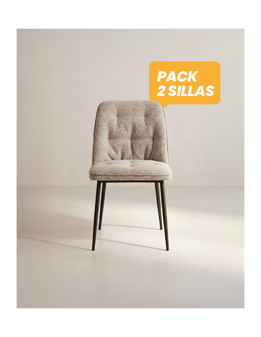 Pack 2 sillas de comedor beige ZAREM frente