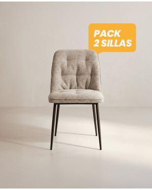 Pack 2 sillas de comedor beige ZAREM frente