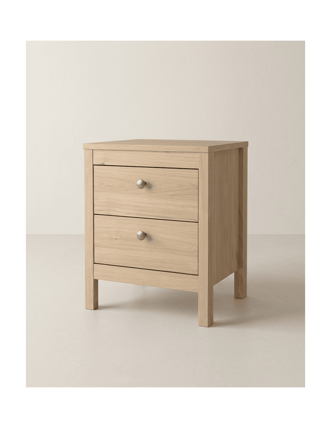 Mesita de noche 2 cajones BERGEN roble lateral
