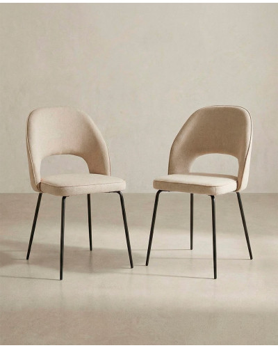 Pack 4 sillas tapizadas TAREN beige ladeada