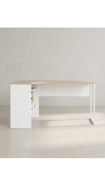 Mesa escritorio rincón cajones FOCUS blanco