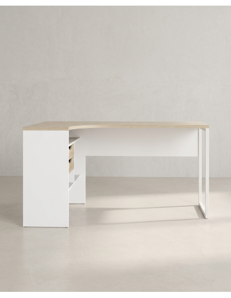 Mesa escritorio rincón cajones FOCUS blanco