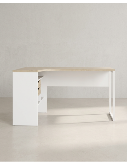 Mesa escritorio rincón cajones FOCUS blanco