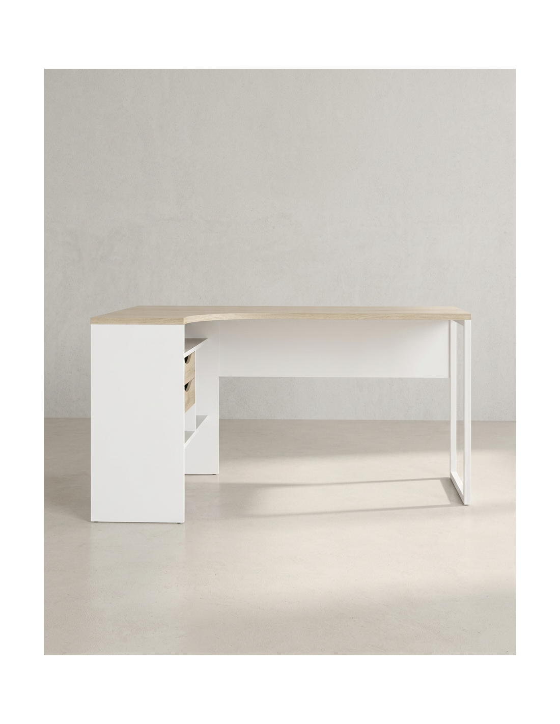 Mesa escritorio rincón cajones FOCUS blanco