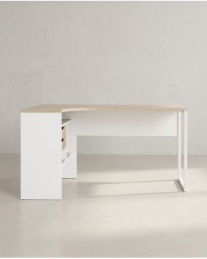 Mesa escritorio rincón cajones FOCUS blanco