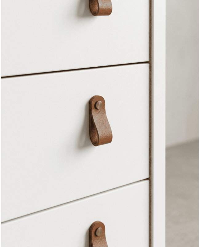Cómoda 5 cajones BERGEN blanco detalle