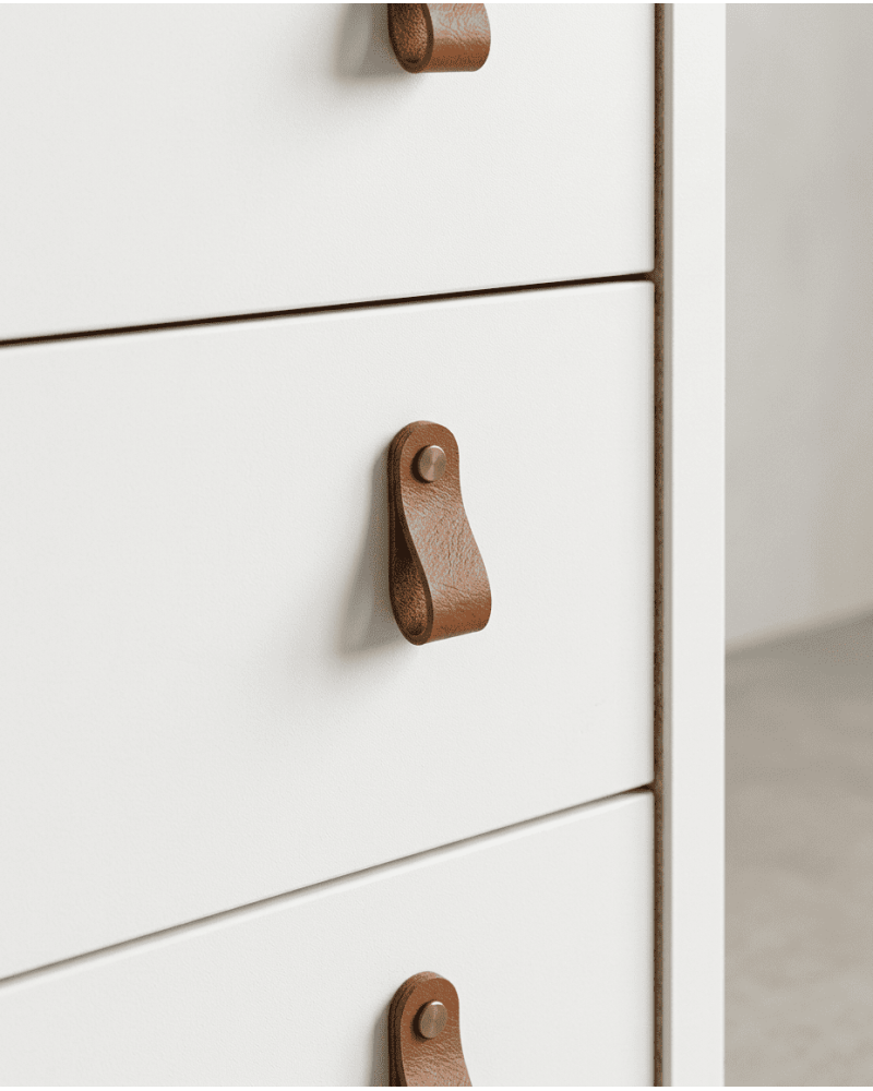 Cómoda 5 cajones BERGEN blanco detalle