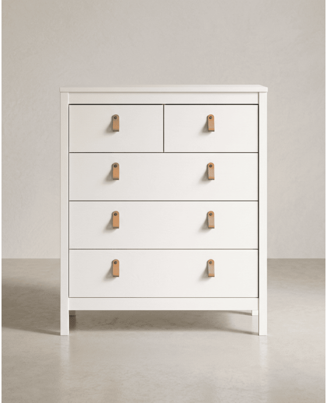 Cómoda 5 cajones BERGEN blanco frontal