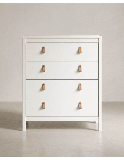 Cómoda 5 cajones BERGEN blanco frontal