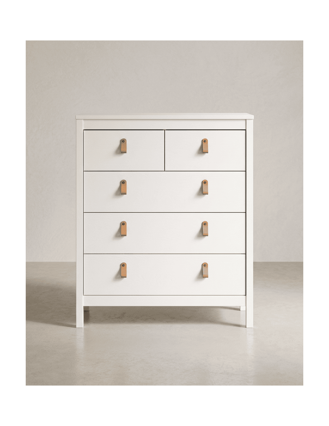 Cómoda 5 cajones BERGEN blanco frontal