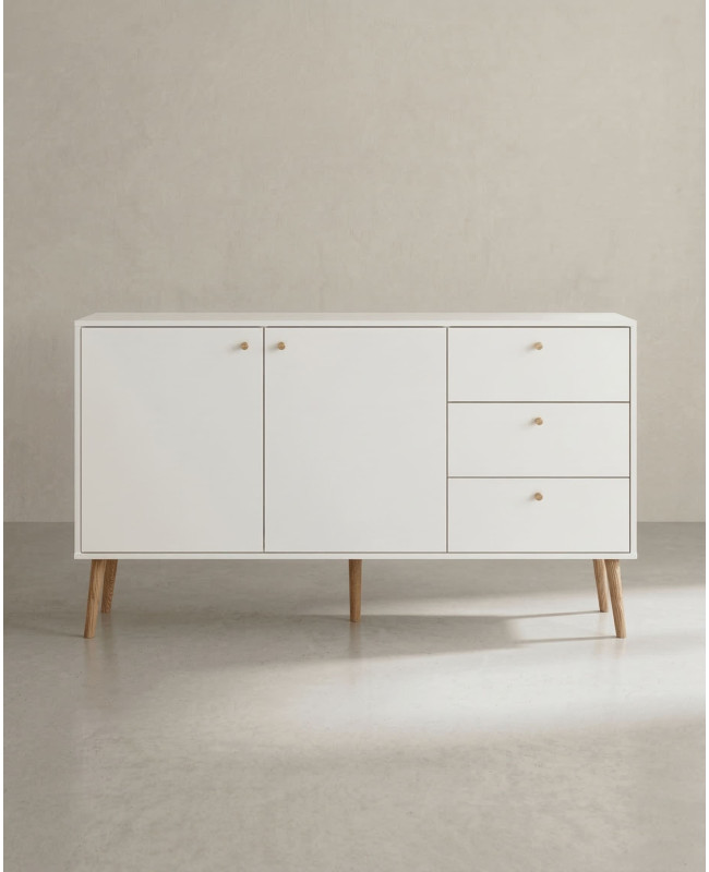 Aparador 2 puertas y 3 cajones con patas OSLO frontal