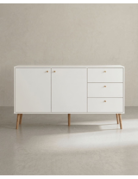 Aparador 2 puertas y 3 cajones con patas OSLO frontal