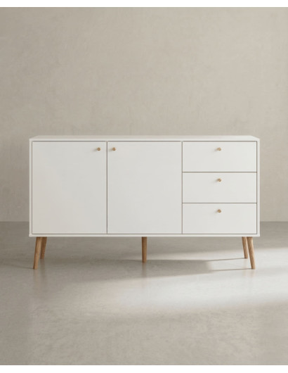 Aparador 2 puertas y 3 cajones con patas OSLO frontal