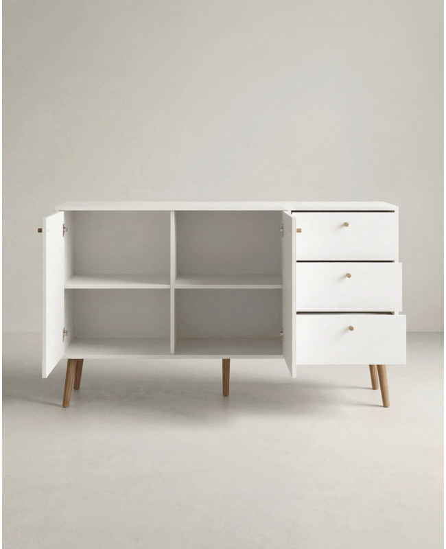 Aparador 2 puertas y 3 cajones con patas OSLO interior