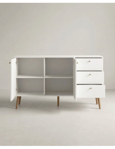 Aparador 2 puertas y 3 cajones con patas OSLO interior