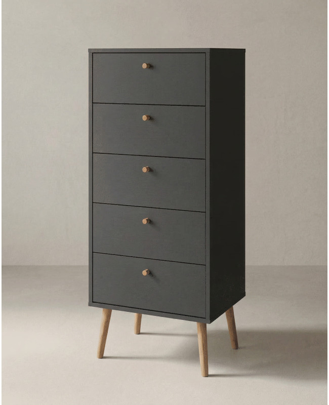 Sinfonier 5 cajones con patas OSLO gris lateral