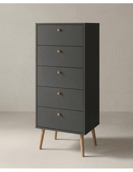 Sinfonier 5 cajones con patas OSLO gris lateral