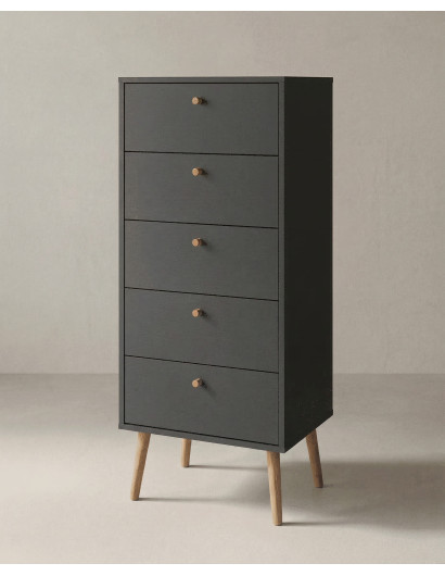 Sinfonier 5 cajones con patas OSLO gris lateral