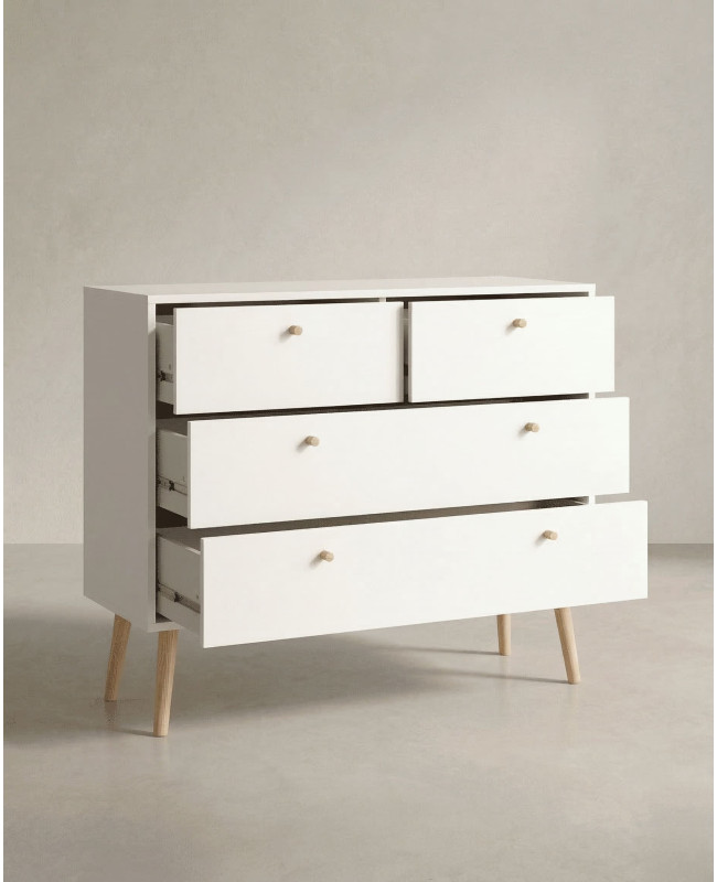 Cómoda 4 cajones con patas OSLO apertura