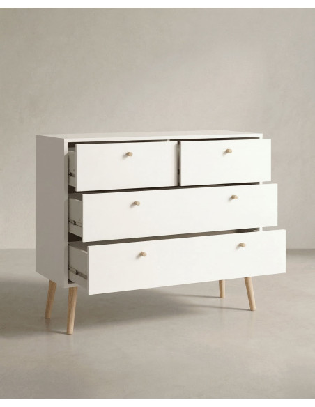 Cómoda 4 cajones con patas OSLO apertura