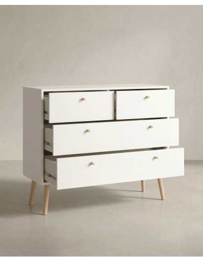 Cómoda 4 cajones con patas OSLO apertura