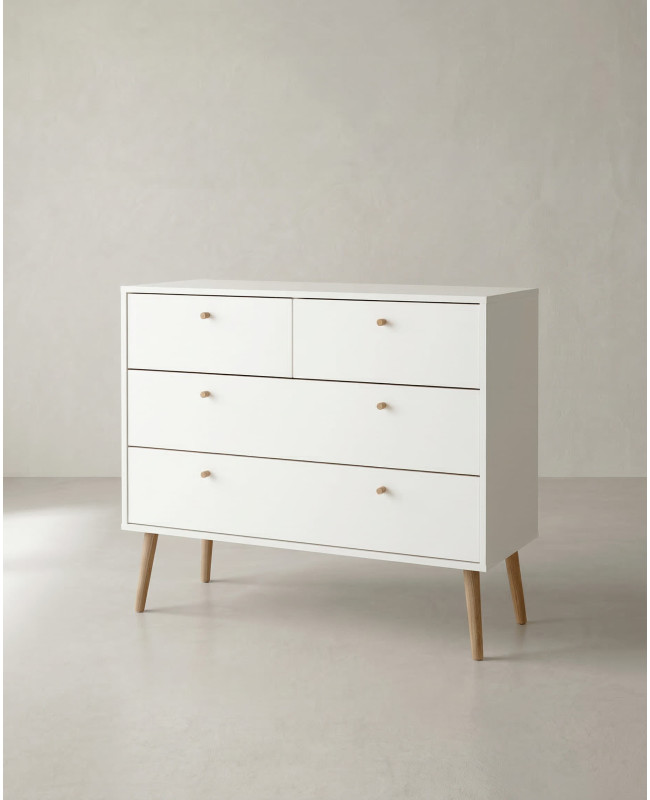 Cómoda 4 cajones con patas OSLO lateral