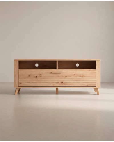 Mesa TV con patas KAREL en roble vista frontal