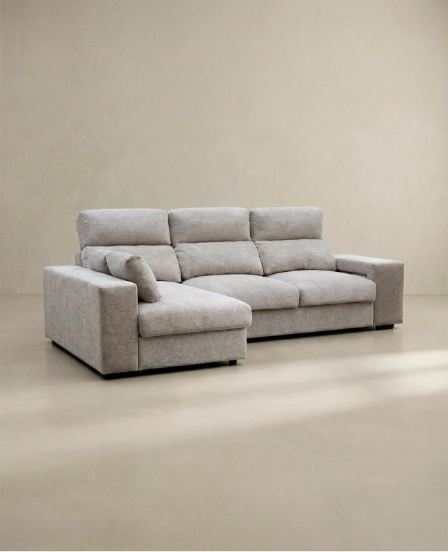 Chaiselongue YURENA color gris vista tres cuartos