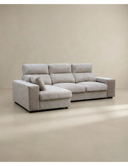 Chaiselongue YURENA color gris vista tres cuartos