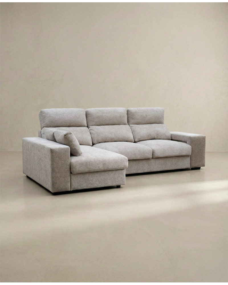 Chaiselongue YURENA color gris vista tres cuartos