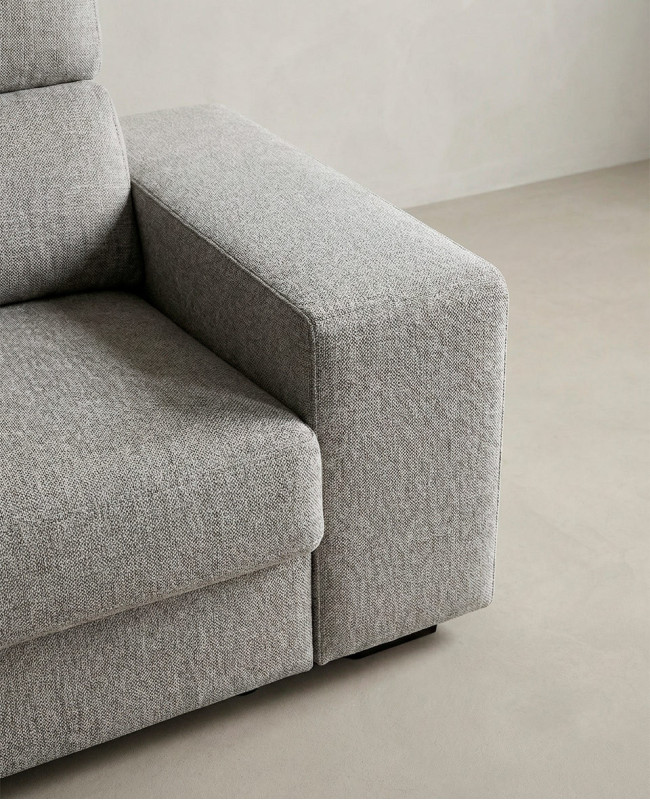 Chaiselongue YURENA color gris detalle del tapizado