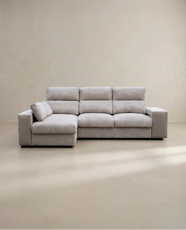 Chaiselongue YURENA color gris vista frontal