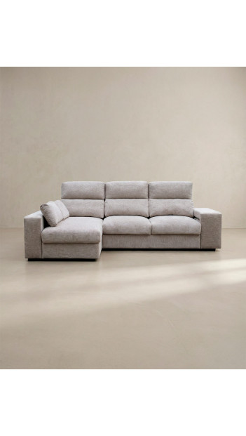 Chaiselongue YURENA color gris vista frontal