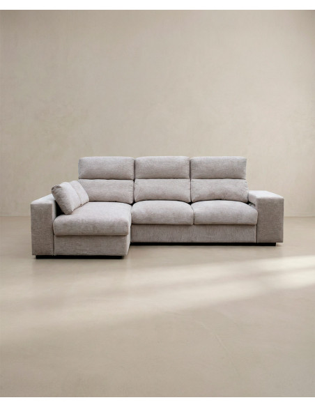 Chaiselongue YURENA color gris vista frontal