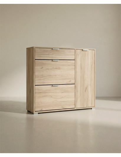 Zapatero NOREX en cemento/roble vista en tres cuartos