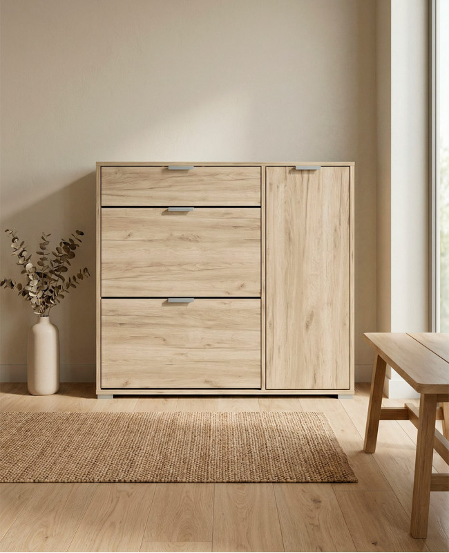 Zapatero NOREX en cemento/roble imagen de ambiente