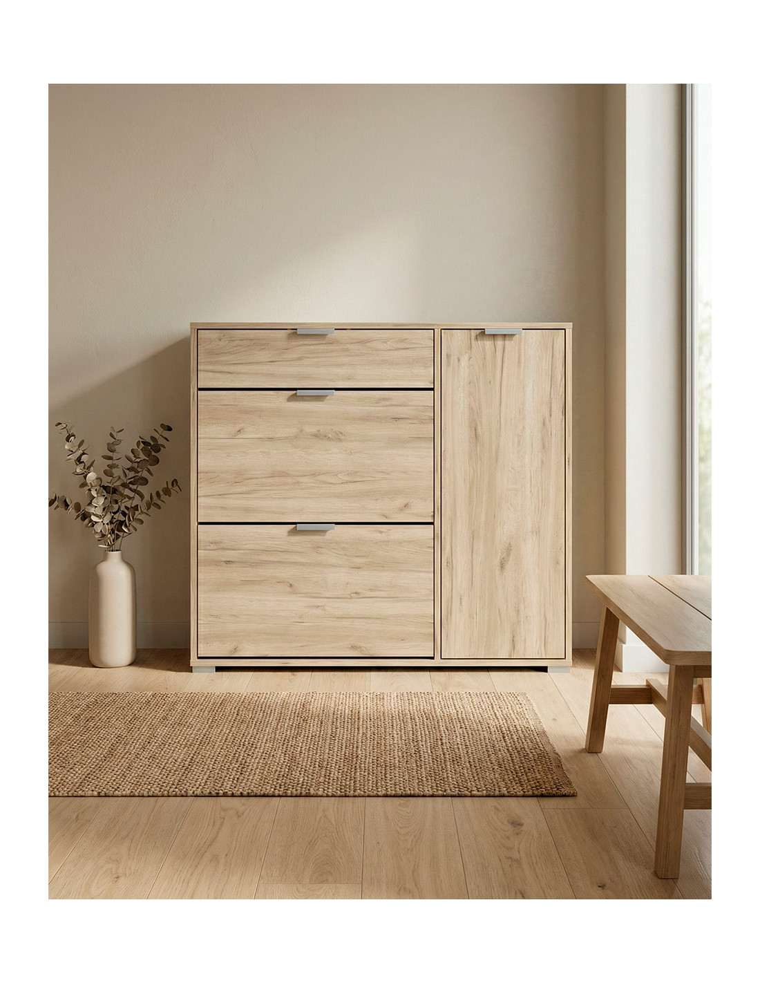 Zapatero NOREX en cemento/roble imagen de ambiente