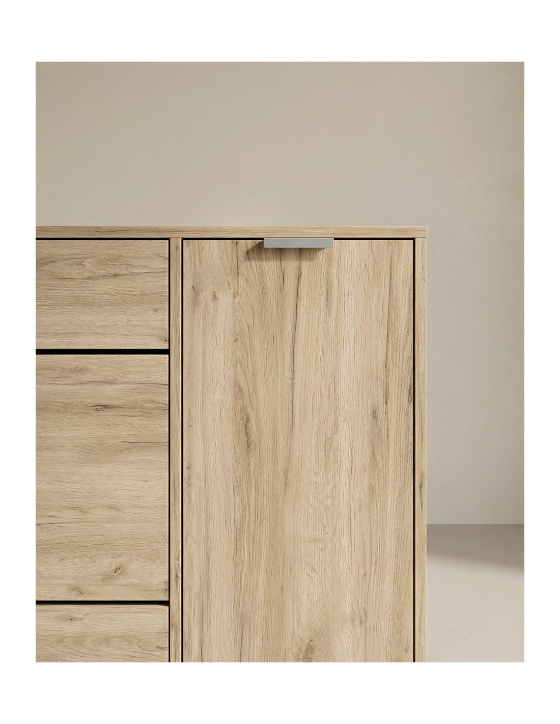 Zapatero NOREX en cemento/roble vista detalle