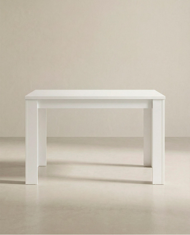Mesa de comedor extensible MUREX en blanco mate vista frontal