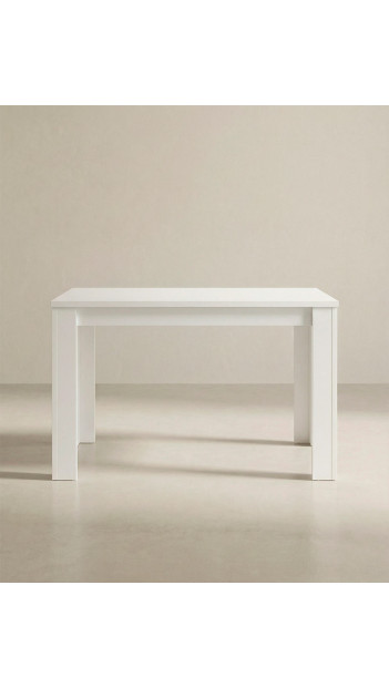 Mesa de comedor extensible MUREX en blanco mate vista frontal