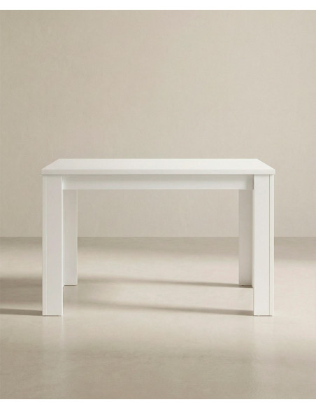 Mesa de comedor extensible MUREX en blanco mate vista frontal