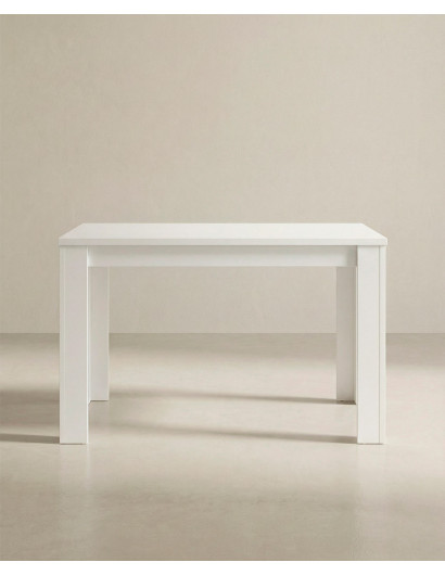 Mesa de comedor extensible MUREX en blanco mate vista frontal