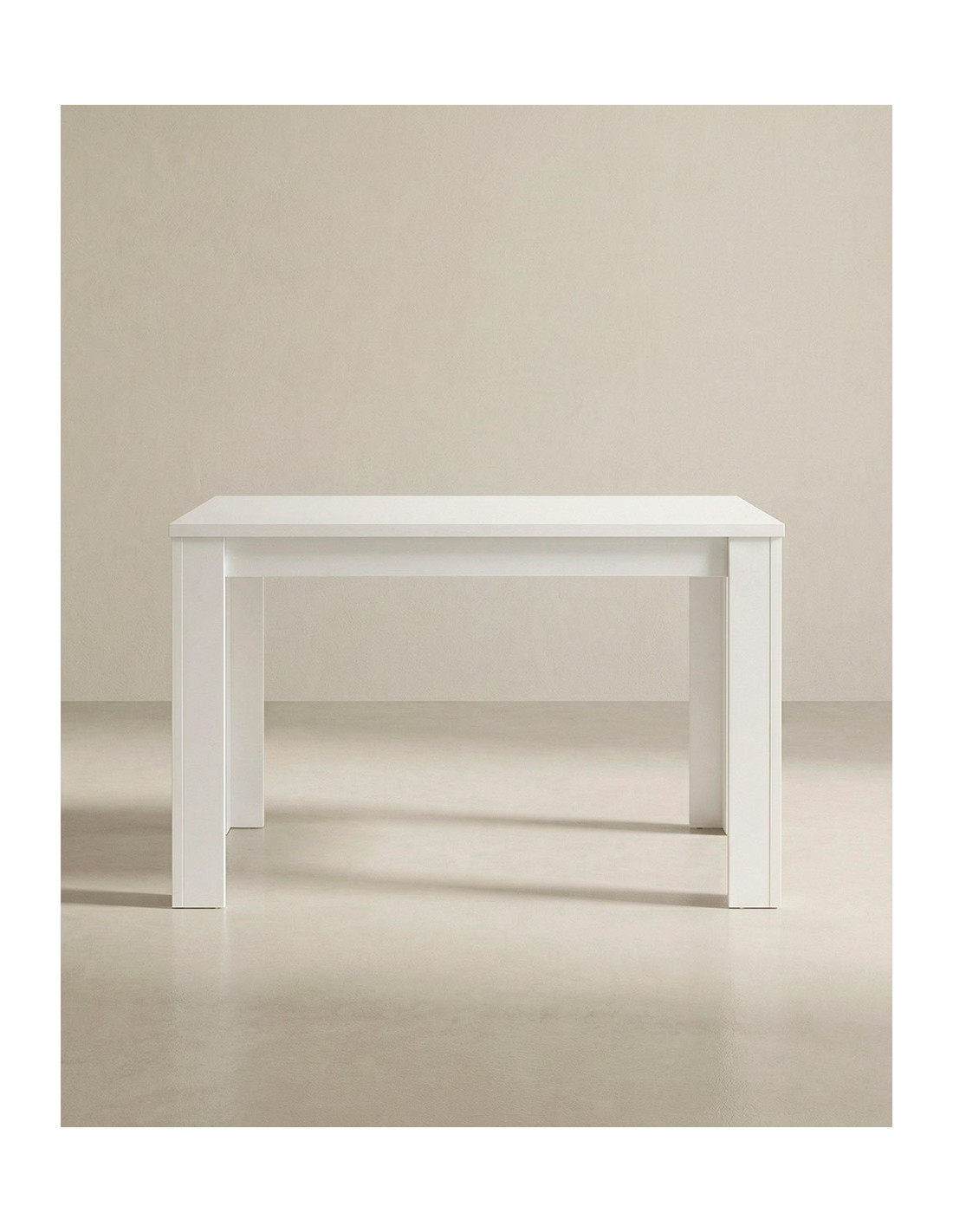 Mesa de comedor extensible MUREX en blanco mate vista frontal