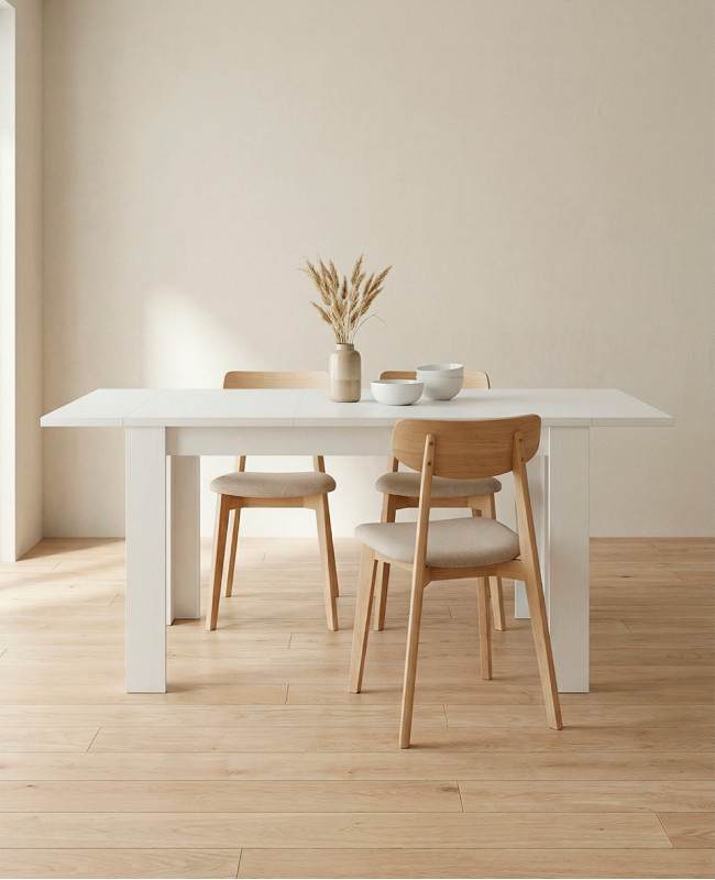 Mesa de comedor extensible MUREX en blanco mate imagen de ambiente