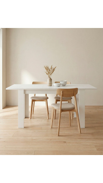 Mesa de comedor extensible MUREX en blanco mate imagen de ambiente