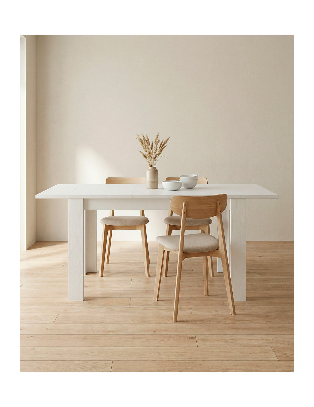 Mesa de comedor extensible MUREX en blanco mate imagen de ambiente