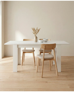 Mesa de comedor extensible MUREX en blanco mate imagen de ambiente