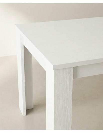 Mesa de comedor extensible MUREX en blanco mate detalle del acabado