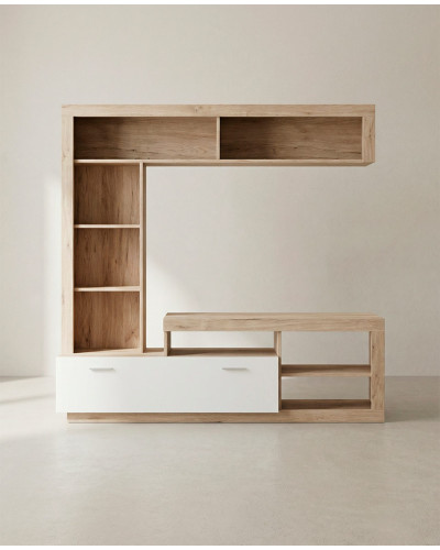 Composición de salón DALEN roble/blanco mate vista frontal